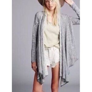 Free People Gray Zip Cuff Waterfall Cardigan